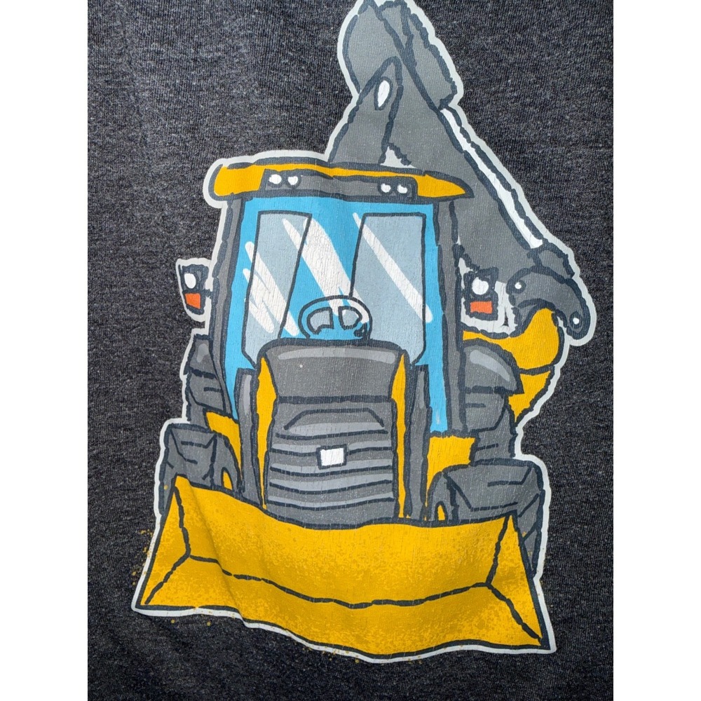John Deere Kids Gray Heather Excavator Graphic Long Sleeve T-Shirt Size 2T - Picture 2 of 5